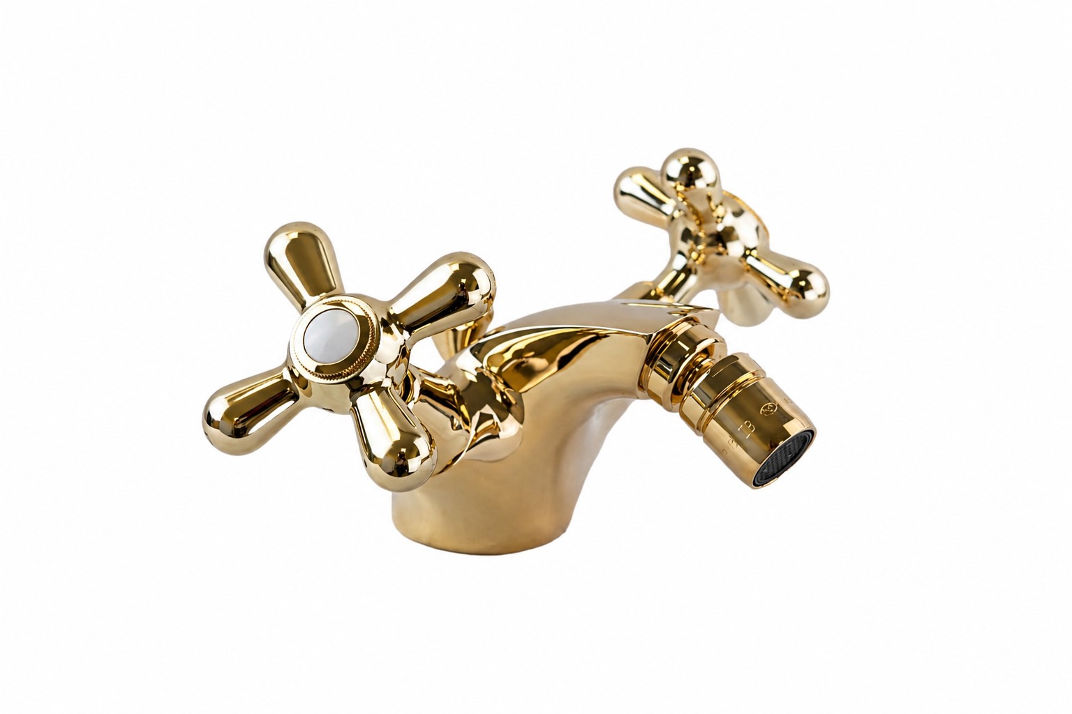 Einloch-bidetmischer Mit Niedrigem Auslauf Und Doppelgriffen In Poliertem Gold Piralla Rubinetteria Sofia 0sfor045a17 Gold