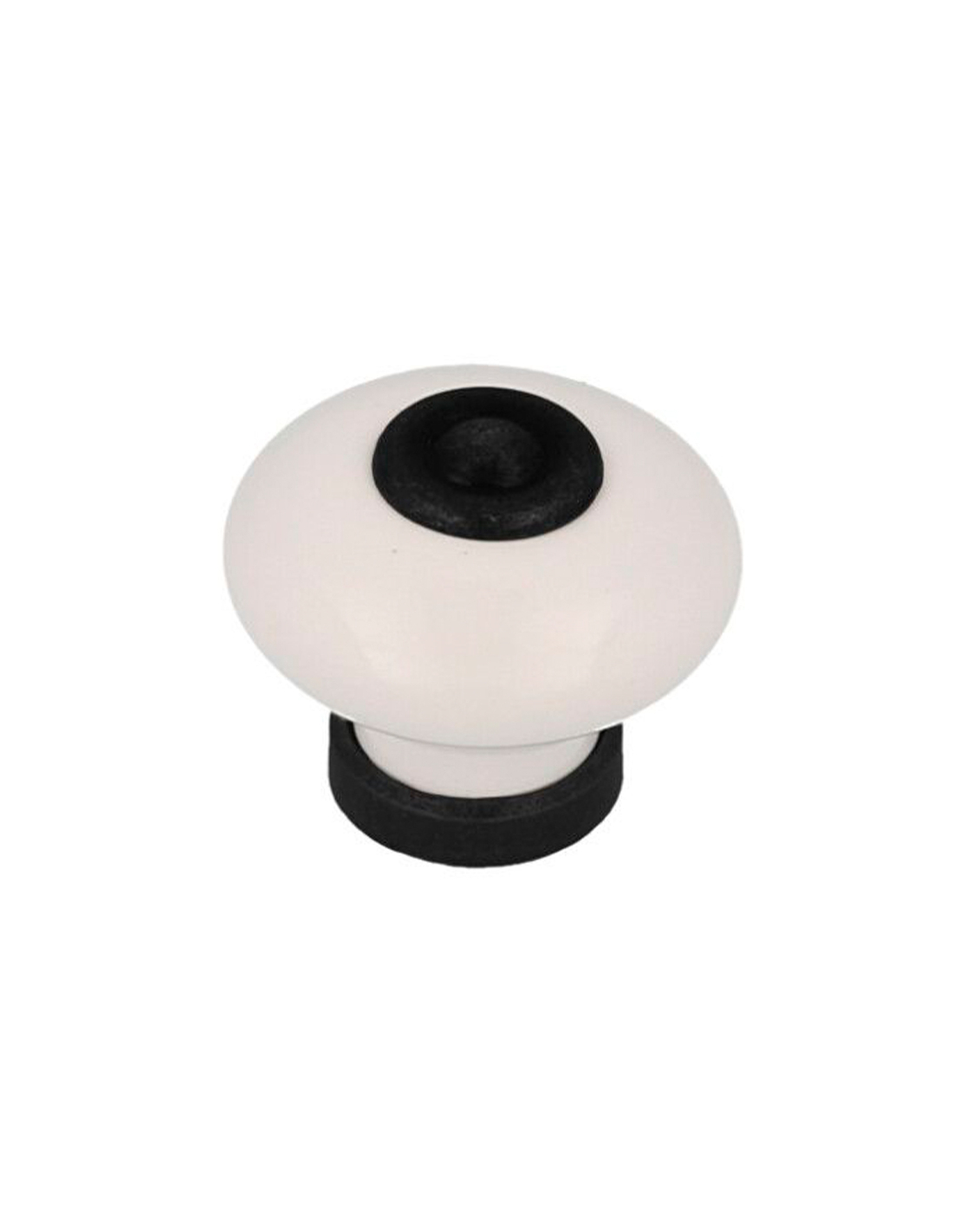 Bouton Meuble Porcelaine Bi-ton Porcelaine & Métal, Noir Mat & Blanc - Rei