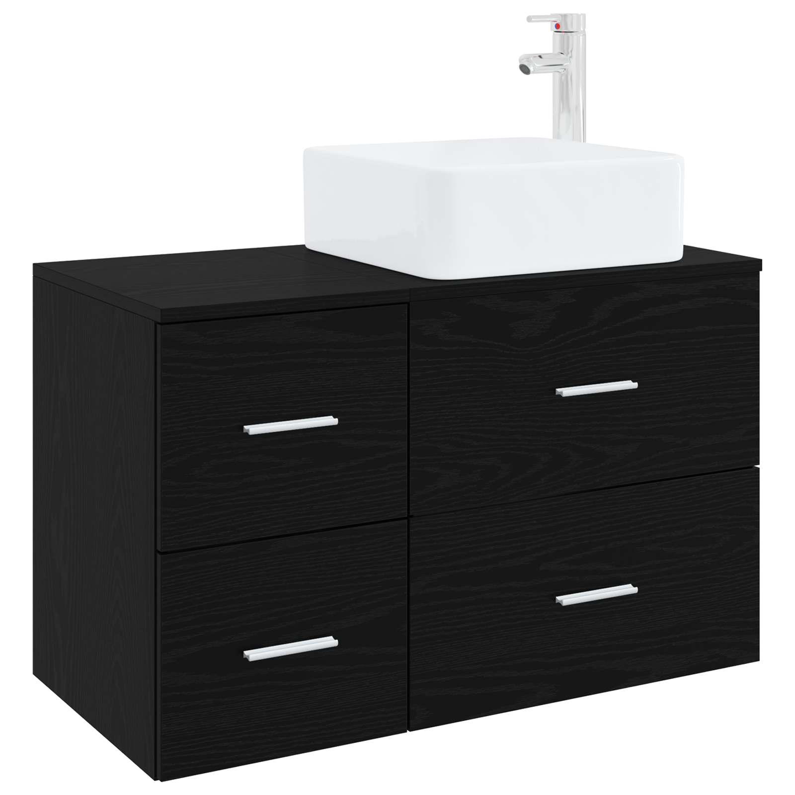 Vidaxl Bathroom Furniture Set 2 Pcs Black Oak 49.5 X 41 X 80 Cm