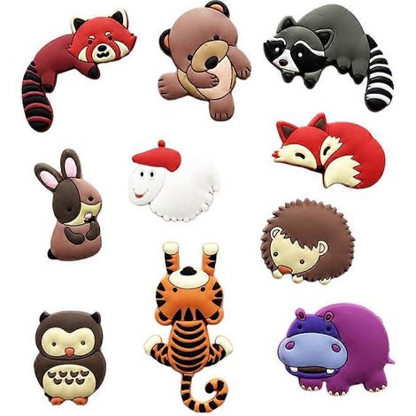 Set Mit 10 Farbenfrohen Kühlschrankmagneten In Form Von Cartoon-tieren – Vielseitige Küchenaccessoires