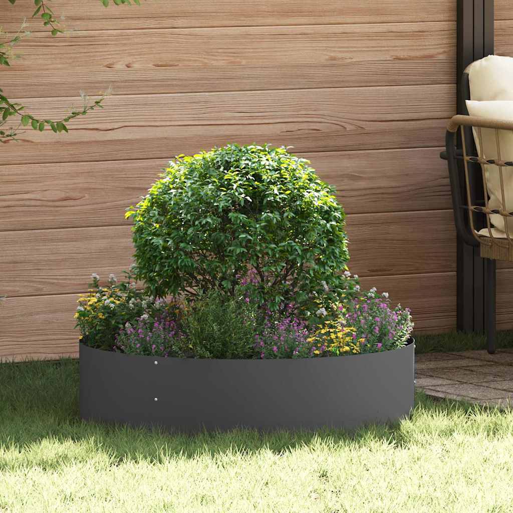 Pflanzenring 5 Pcs Schwarz 80 X 80 X 20 Cm Kaltgewalzter Stahl