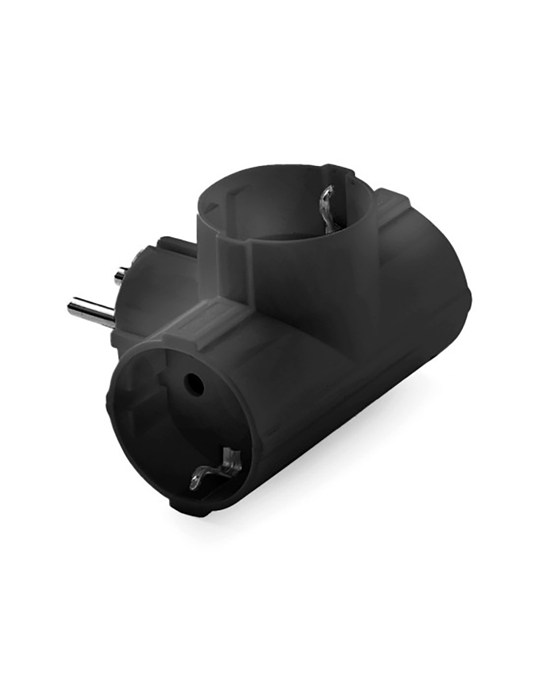 Schwarz Gerätemäßiges Retractiles Dreifach-schuko-adapter 16a 250v