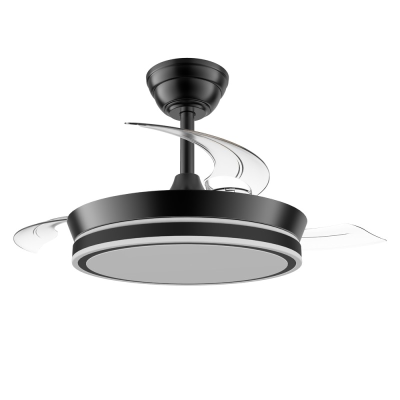 Led-deckenventilator Einziehbare Flügel Night Evo Mini Negro 39w 4550lm Cct Dim