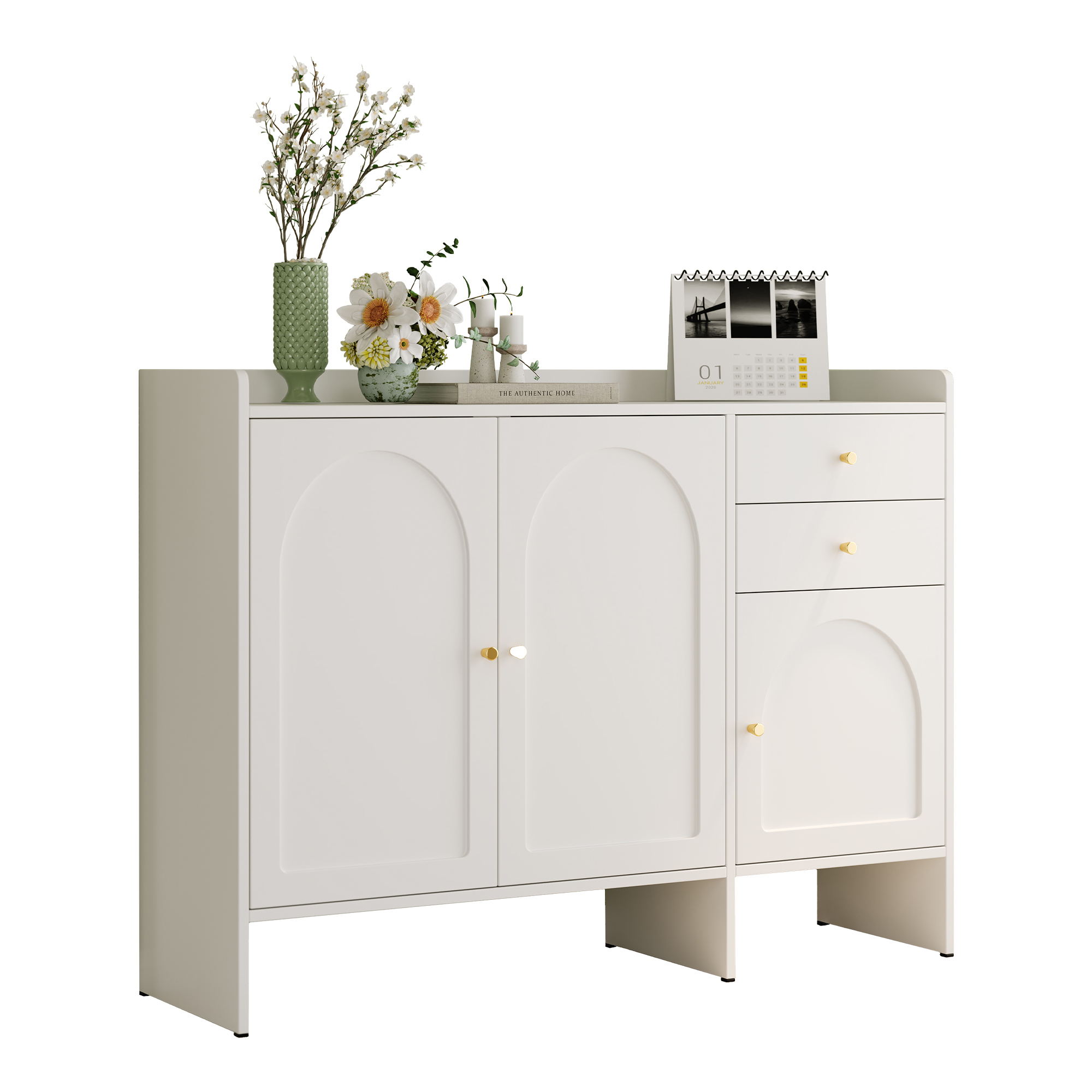Schuhschrank Mit 3 Türen Und 2 Schubladen, Verstellbaren Einlegeböden Und Kippsicherung, Aus Mdf Und Spanplatte, 120×35×90 Cm, Weiß