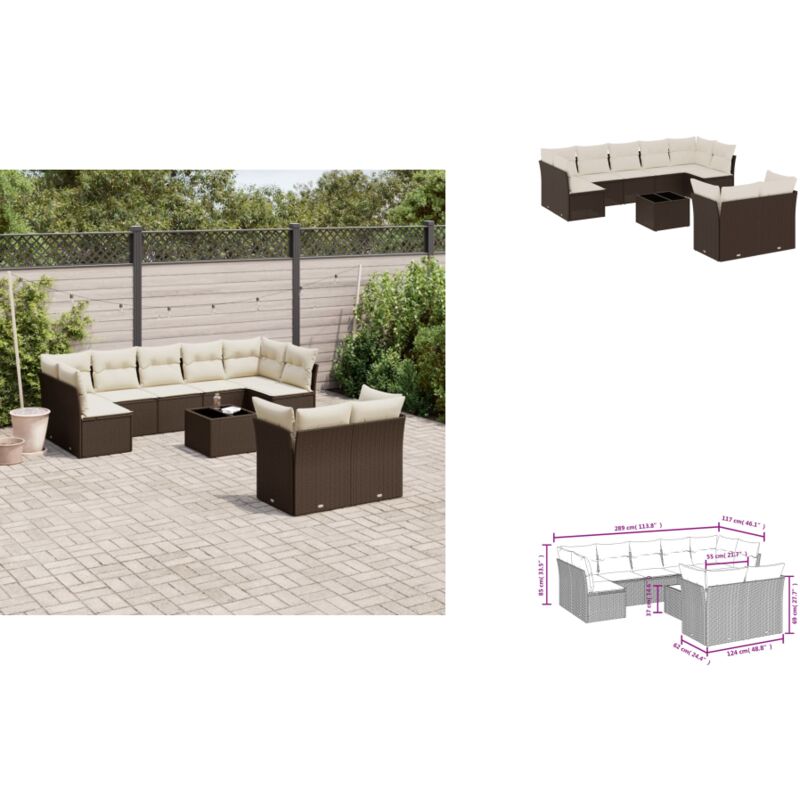 10-tlg. Garten-sofagarnitur Mit Kissen Braun Poly Rattan - Garten Sofagarnitur - Garten Sofagarnituren - Outdoor Sofagarnitur - Sofagarnitur Terrasse