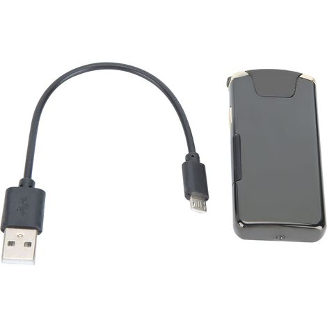 Usb-wiederaufladbares, Windloses Doppelbogen-feuerzeug Mit Schwarzer Led-anzeige