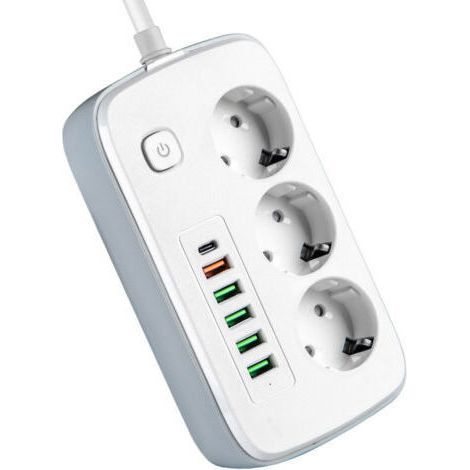 Fenoplastica 16a Steckdosenleiste + 5 X 2a Usb-anschlüsse + 3 Aufkleber – Einzigartig – Nf-standard