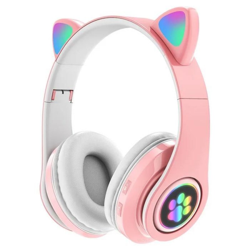 Leichte Und Niedliche Bluetooth-kopfhörer Mit Katzenohren, Mikrofon, Tf-kartensteckplatz, Kabellos, Ideal Für Kinder – Pink