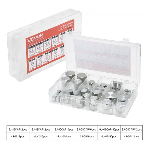 72-tlg. Jic-hydraulikfittings, Industriehydraulikkappe & -stopfen, Schlauch- & Rohrfitting-kit, Kappen- & Stopfen-kit, Präzisionsgewinde In 37°-schnittgrößen 4, 6, 8, 10, 12, 16