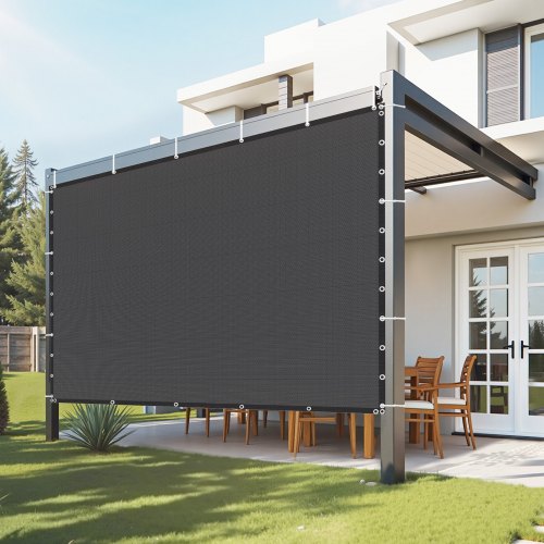 90 % Sonnenschutztuch Sichtschutz Schattenabdeckung (305 X 305 Cm) Für Pergola Mit Edelstahlösen, Sonnensegeltuch Mit 140 G/m² Hdpe-material, Für Outdoor Terrasse Garten Hinterhof (schwarz)