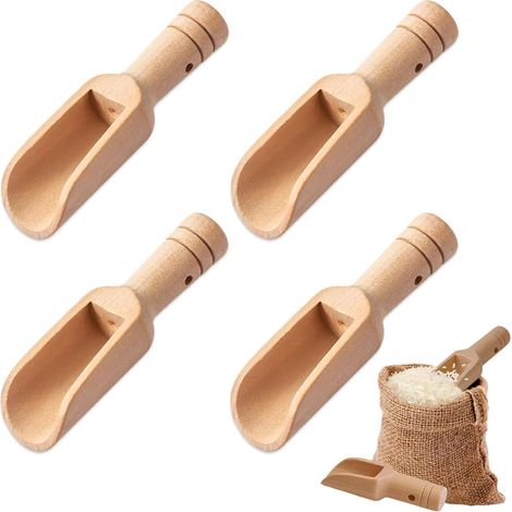 Set Mit 4 Mini-holzlöffeln, Wiederverwendbar Für Salz, Gewürze Und Mehr, Badelöffel, Zuckerlöffel, Topflöffel