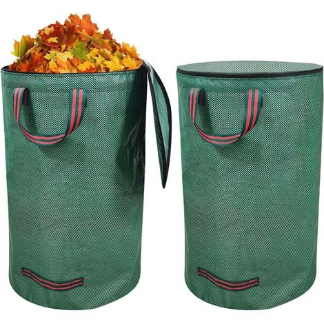 Gartenabfallsack 120 X 2 Cm Mit Stabilem Deckel, 150 G/m² Wasserdicht Und Faltbar, Mit Griffen, Wiederverwendbarer Gartenabfallsack Für Äste