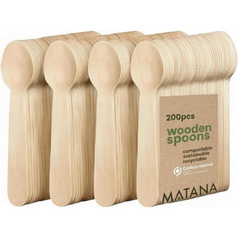 200 Holzlöffel, 16 Cm – Einweglöffel, Kompostierbar Und Biologisch Abbaubar, 100 % Natürlich – Für Desserts, Verkostungen, Eiscreme Und Catering – Glatte Birke, Splitterfrei