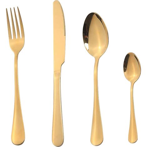 Titanbeschichtetes Edelstahl-besteckset, 8-teilig, Vergoldet, Geeignet Für 2 Personen. (gold)