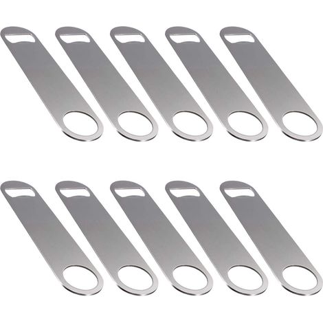 Set Mit 10 Flachen Flaschenöffnern Aus Edelstahl Mit Beschichtetem Griff (silber)