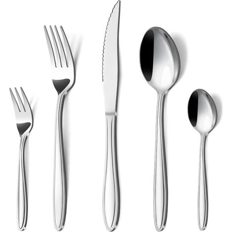 30-teiliges Edelstahl-besteckset Für 6 Personen, Mit Gefütterten Griffen, Elegantes Besteckset Mit Messer, Gabel Und Löffel Für Zuhause, Restaurant, Party, Geeignet Für