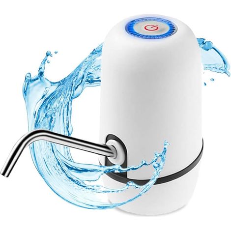 Automatischer Wasserspender Mit Flaschenanschluss – Usb-ladegerät, Edelstahl, Bpa-frei, Kaltwasser, 1200 Mah, Kannen Und Flaschen 1,5 L, 5,7 L, 10 L, 11,3 L, 15 L, 18,9 L, Weiß (2 Adapter 3,8 & 4,8 Cm