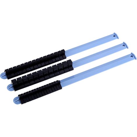 Set Aus 3 Wandmontierten Steckschlüsselhaltern Aus Kunststoff Für 1/4", 3/8" Und 1/2" Steckschlüssel – Trennschiene Und Bithalter
