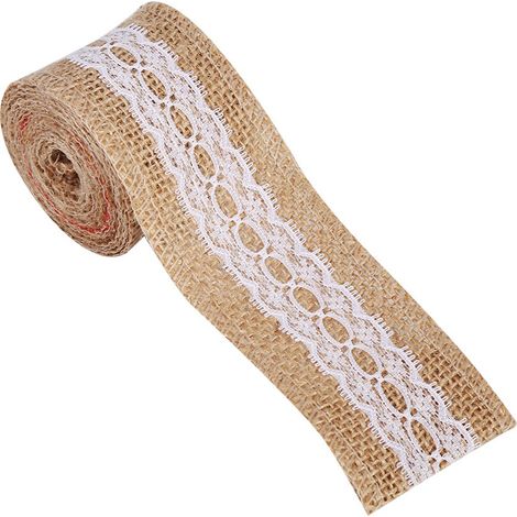 Natürliches Juteband Mit Weißer Spitze, Rustikaler Stil Für Hochzeiten, Partys Und Basteldekorationen 4