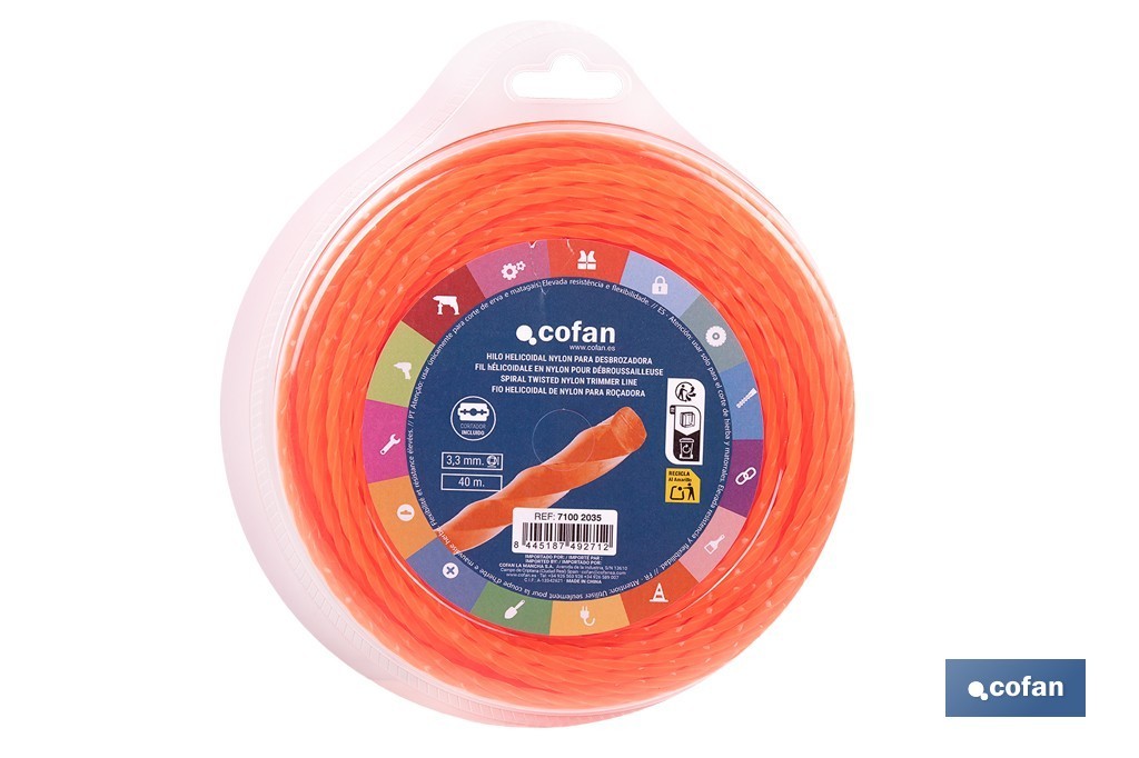 Nylon-schraubenfaden Für Rasenmäher 40 M X 3,3 Mm