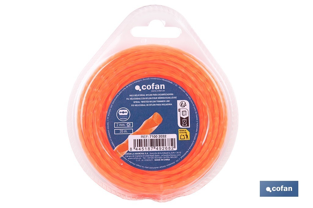 Nylon-helixschnur Für Rasenmäher 20 M X 2 Mm