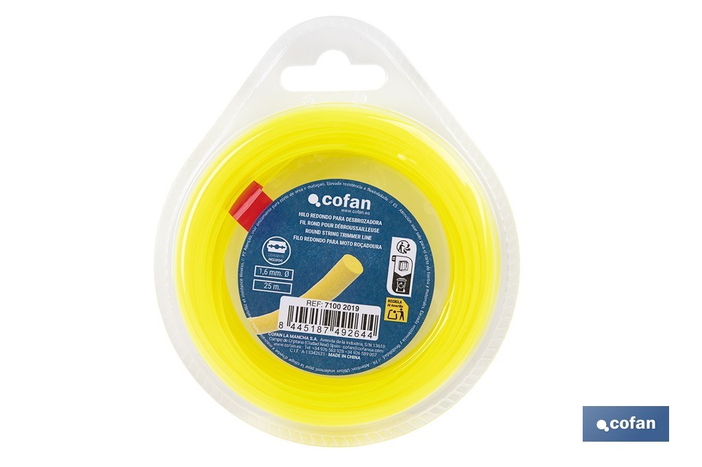 Runder Nylonfaden Für Rasenmäher 25 M X 1,6 Mm