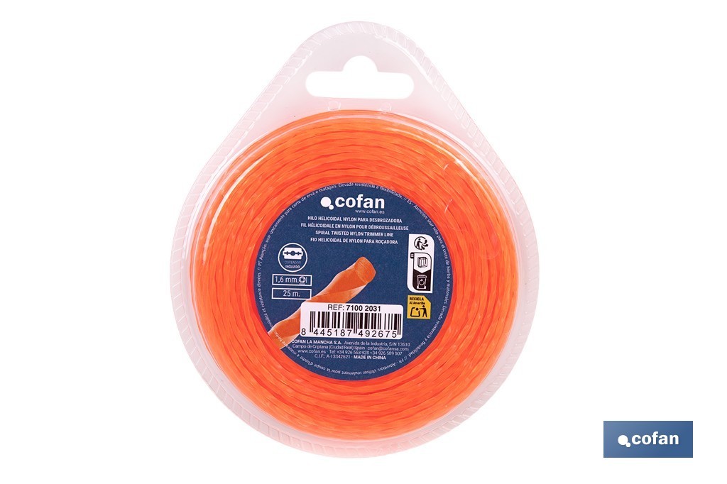 Nylon-schraubenfaden Für Rasenmäher 25 M X 1,6 Mm
