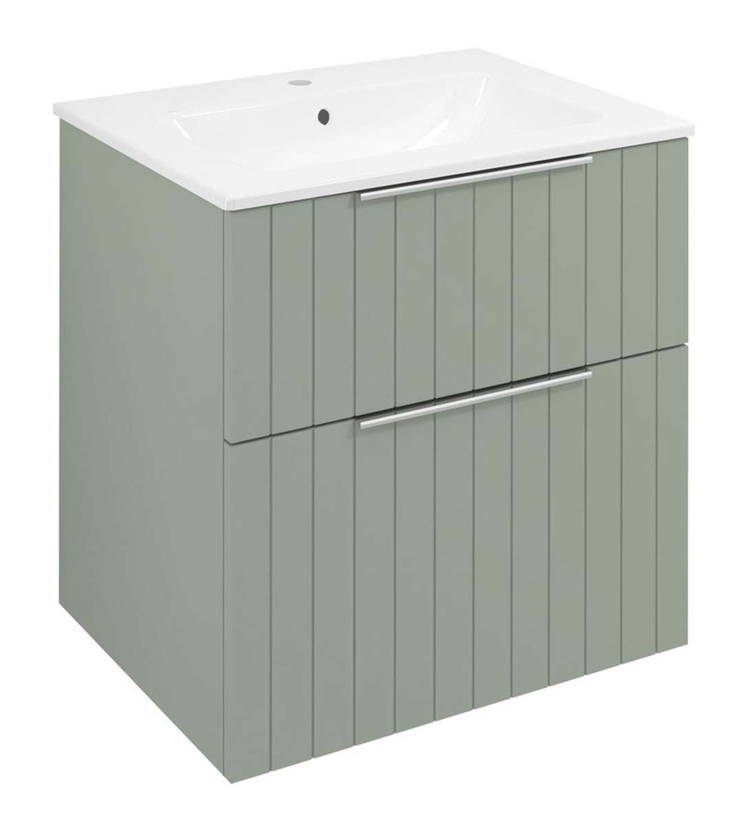 Sapho Cirasa - Waschtischunterschrank Strip 59 × 64 × 46 Cm, 2 Schubladen, Verde Cr601-4444s