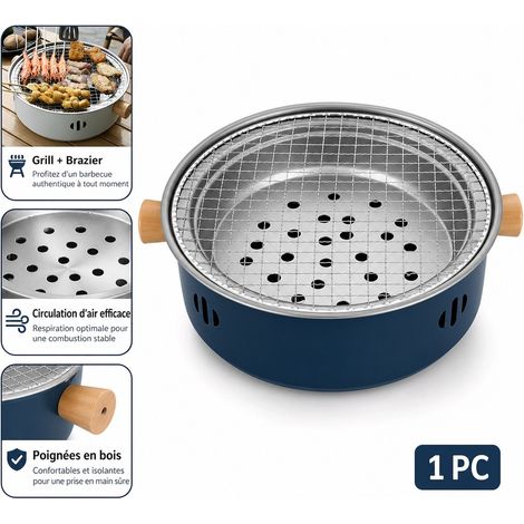 Multifunktionaler Campingofen Aus Edelstahl, Marineblau, 28 X 28 X 10 Cm – Grill Und Tischfeuerstelle