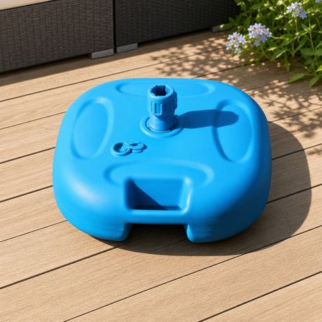 Befüllbarer Sonnenschirmständer 44 X 44 X 14 Cm, Blauer Kunststoff – Sonnenschirmständer Für Den Garten, Befüllbar Mit Wasser Oder Sand