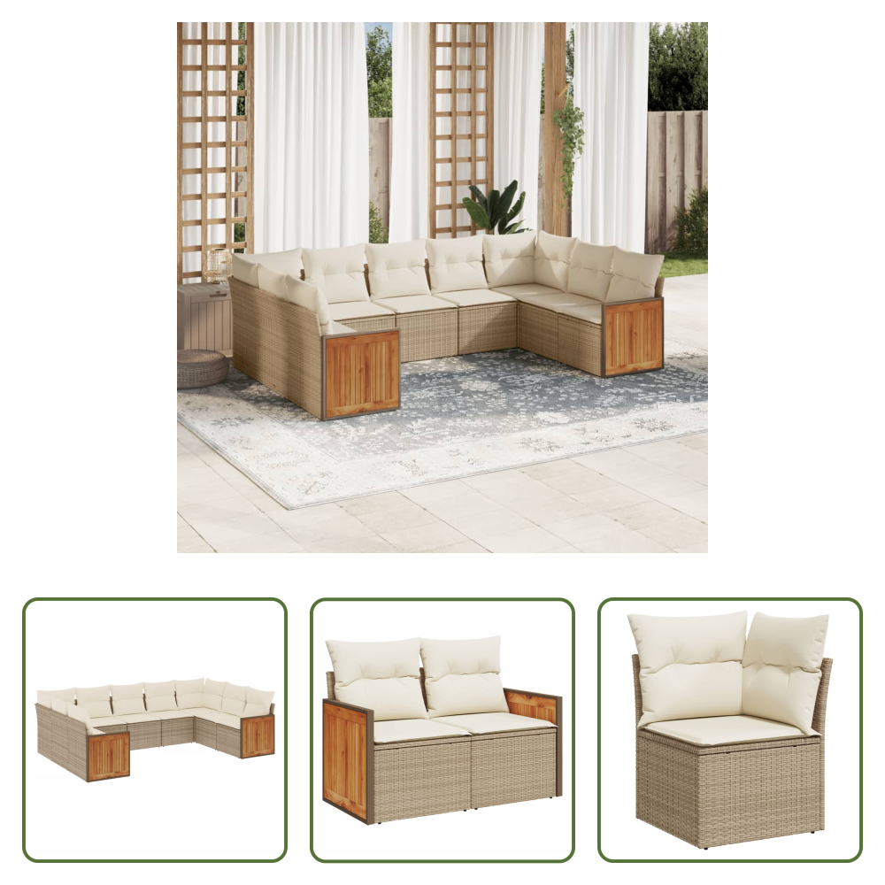 Gartensessel - 9-tlg. Garten-sofagarnitur Mit Kissen Grau Poly Rattan