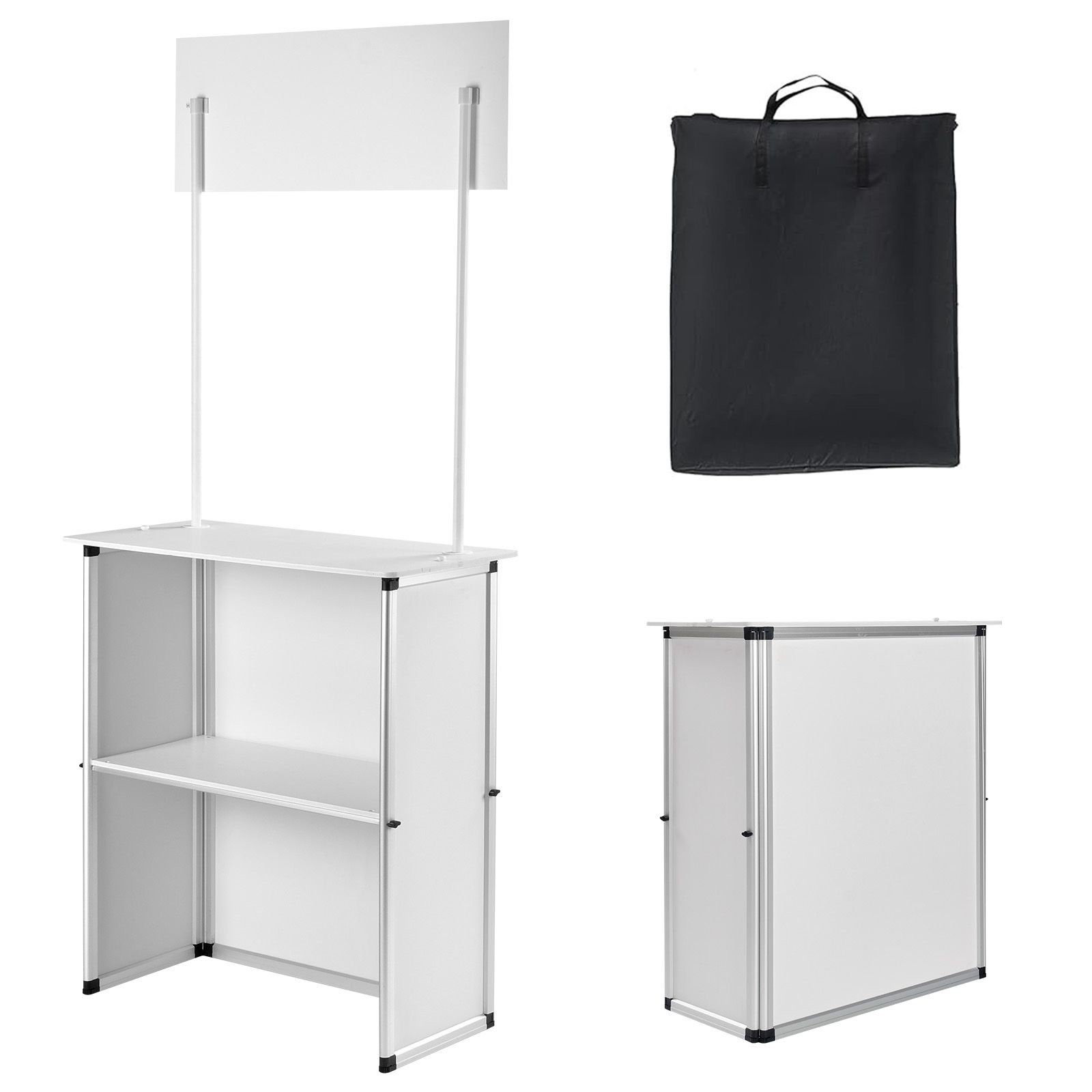 Tragbarer Messestand, 78,5 X 38 X 181,5 Cm, Faltbarer Verkaufsstand Mit Wand, Ablagefach Und Tragetasche.