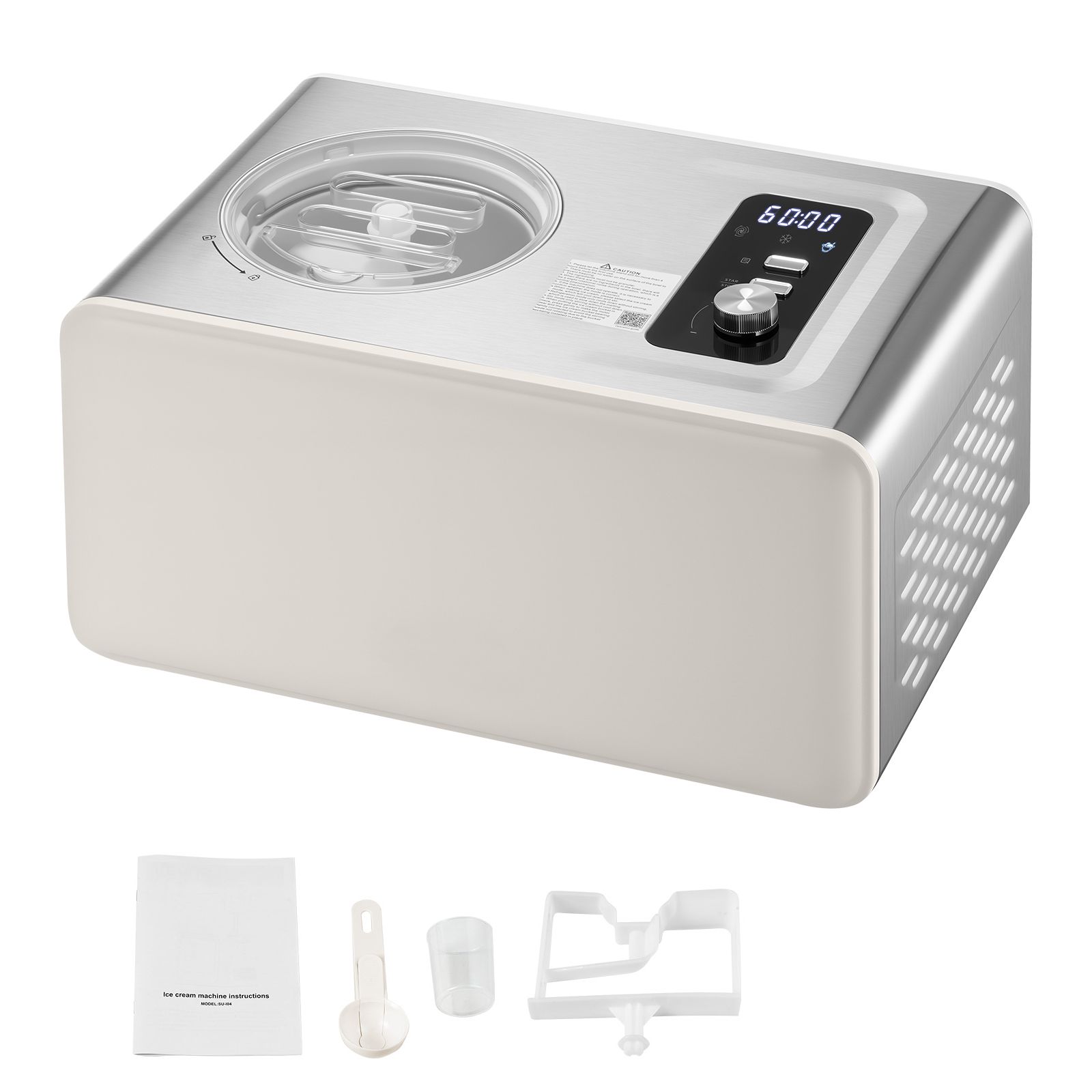 Automatische Eismaschine Mit Integriertem Kompressor, 2 Liter Fassungsvermögen, Kein Vorgefrieren Erforderlich, 3 Modi Für Sorbet Und Gelato, Ideal Für Die Zubereitung Zu Hause.