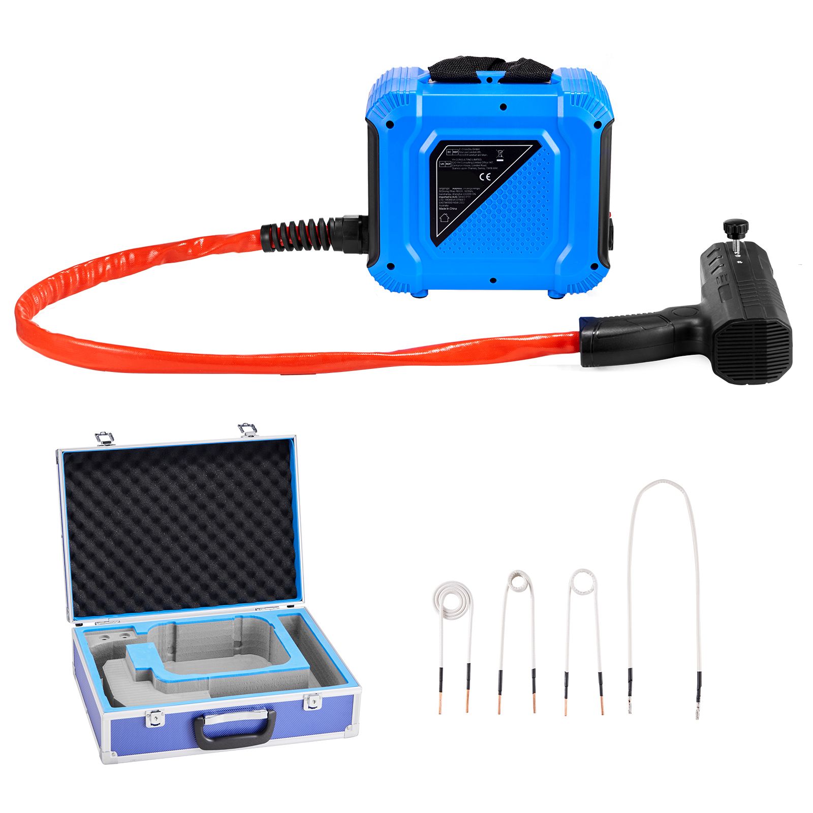Induktiver Schraubenlöser, 1800 W, 230 V, Tragbares Heizgerät Für Verrostete Schrauben, Set Mit 4 Heizspulen Und Koffer, Autoreparatur