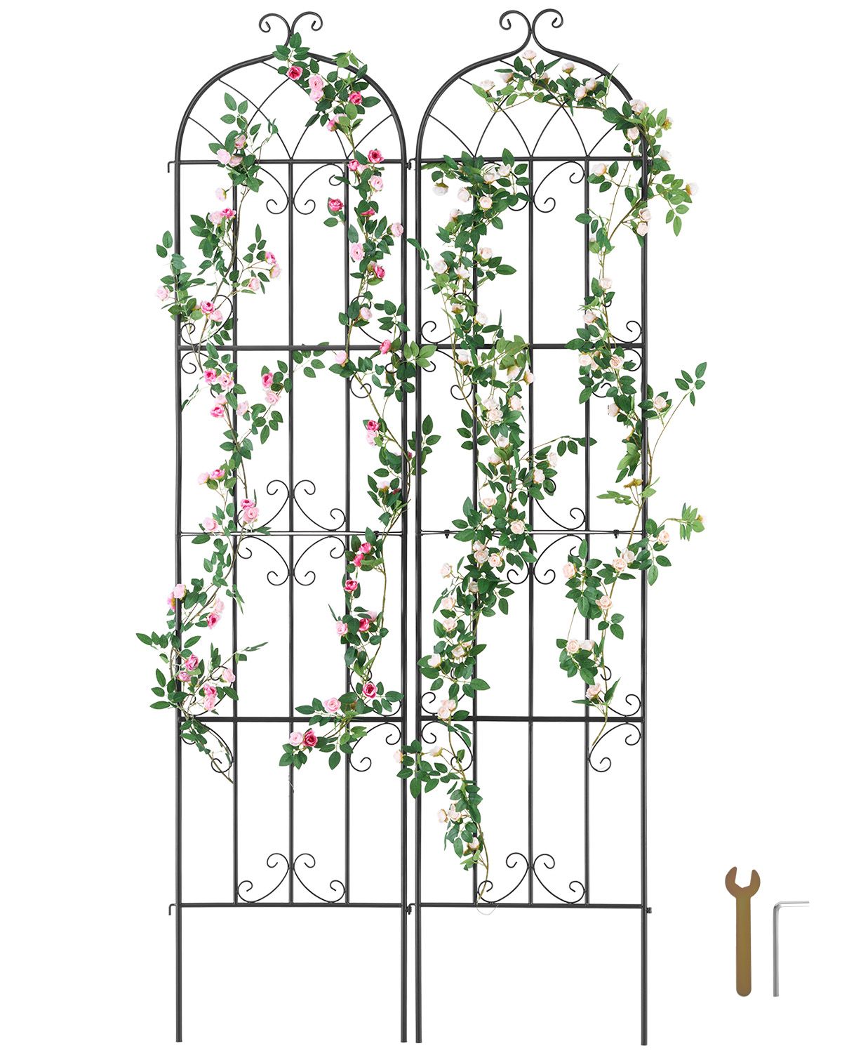 Rankgitter Für Kletterpflanzen, 87 X 20 Cm, 2er-set, Rostfreies Metall, Stütze Für Rosen Und Gurken, Dekorativ Für Gärten Und Rasenflächen