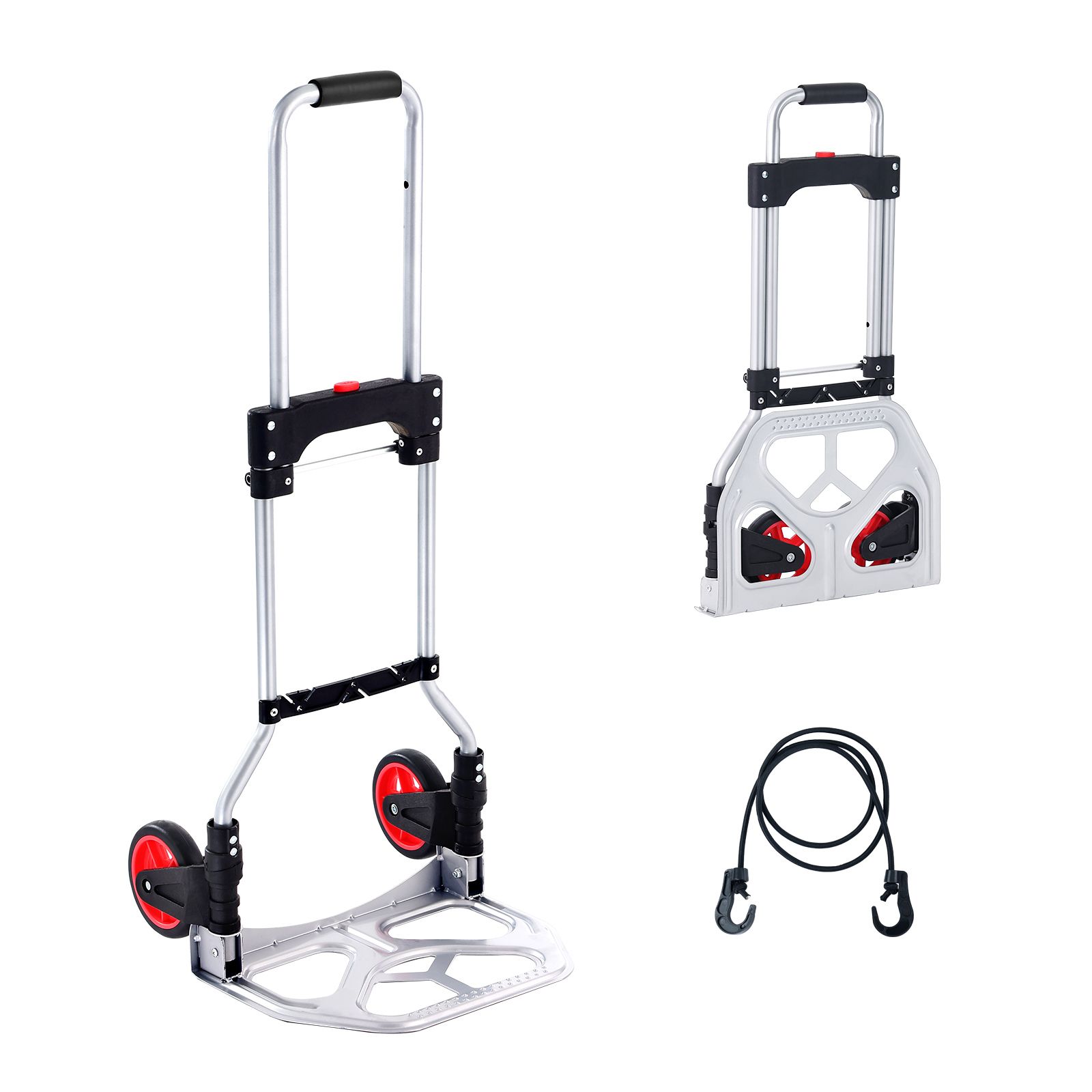 Klappbarer Transportwagen, Tragkraft 80 Kg, Leichtes Aluminium, Umwandelbar In Eine Sackkarre, Teleskopgriff, Gummiräder, Ideal Für Umzüge Und Den Einsatz Im Lager.