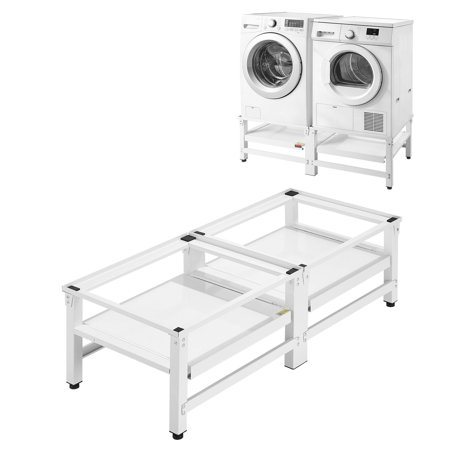 Unterschrank Für Waschmaschine Und Trockner, 355 Mm Hoch, Mit Ausziehbarer Ablage, Max. Belastbarkeit 318 Kg, Rutschfesten Füßen, Robustem Stahl, Universell Einsetzbar, Weiß, 2er-set