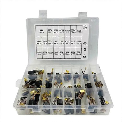 Packung Mit 69 Kohlebürsten Für Elektromotoren (23 Größen Erhältlich) – Ersatzteile Für Die Reparatur Von Elektrowerkzeugen