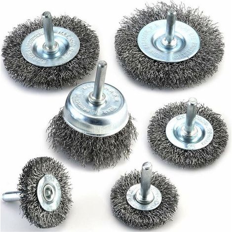 Set Mit 6 Rotierenden Bohrbürsten Aus Kohlenstoffstahl – 0,012 Mm Bohrung – Ideal Zum Entlacken, Entrosten Und Polieren Von Oberflächen