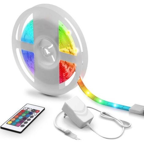 5 M Langer, Dimmbarer, Mehrfarbiger Led-streifen, Leistungsstarke 24-w-innenbeleuchtung, Set Mit Fernbedienung Und Flexiblem Klebeband, Ideal Für Die Dekoration Von Wohn- Und Schlafzimmern.