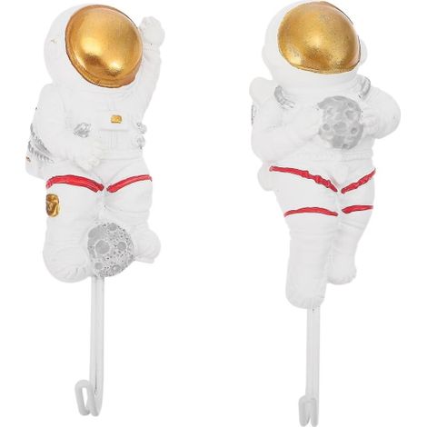 Set Mit 6 Selbstklebenden Astronautenhaken Für Mäntel, Wandmontage Ohne Bohren, Starkes Klebeband, Verspielte Schlafzimmerdekoration, Handtuchhalter Und Accessoires.