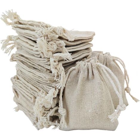 50 Kleine Baumwollbeutel, Stoffbeutel, Jutesäcke, Beutel Mit Kordelzug, Schmuckbeutel, Geschenktüten, 7–9 Cm