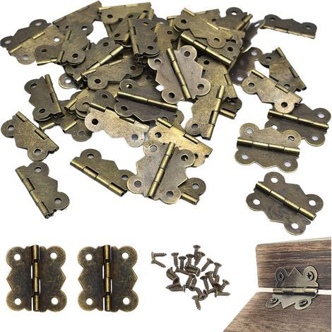 Set Mit 50 Antiken Bronzenen Schmetterlingsscharnieren Inklusive Schrauben - 27 X 30 Mm - Vintage-stil - Für Aufbewahrungsboxen, Truhen, Diy-projekte, Modellbau (gealterte Bronze)