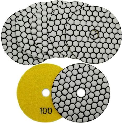 Set Mit 7 Diamantpolierscheiben 4/100 Mm, Trocken-diamantpolierpads Für Marmor, Granit, Stein, Beton (100)