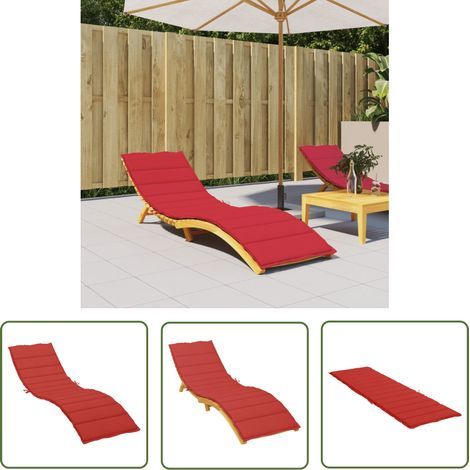 The Living Store Rotes Chaiselongue-kissen 200x50x3 Cm Oxford-gewebe - Chaiselongue-kissen - Outdoor-kissen - Dekokissen - Rotes Kissen - Wasserfestes Kissen
