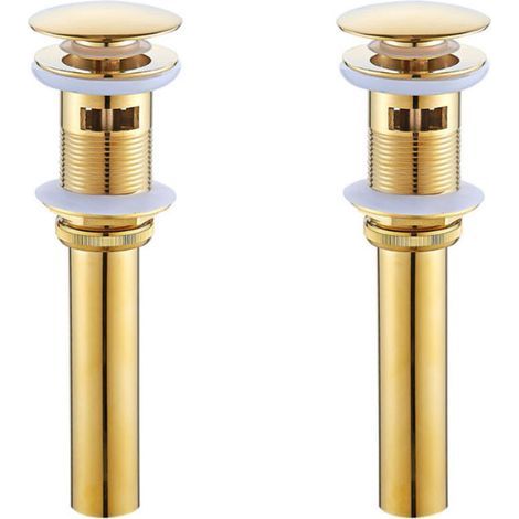 2 Stück Messing-gold-waschbeckenablaufstopfen Mit Überlauf-pop-up-waschbeckenablaufstopfen (a)