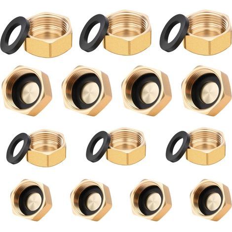 14-teiliges Set Messingstopfen, 1/2" Und 3/4" Messing-innengewindestopfen Für Waschmaschinenarmaturen, Sanitär-innengewindestopfen Für Heizkörper Und Trinkwasser