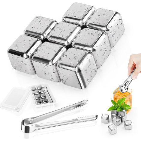 Wiederverwendbare, Lebensmittelechte Edelstahl-eiswürfel Im Set, Ideal Für Cocktails, Whisky, Wein, Saft Oder Limonade, Mit Clip