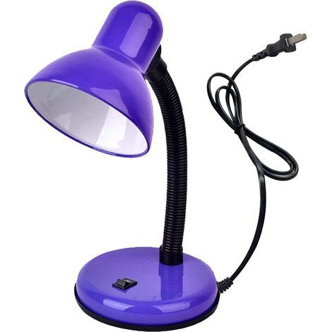 Leselampe Mit Lila Kunststoffklemme, Energiesparend, Eine Klassische Kinderlampe.