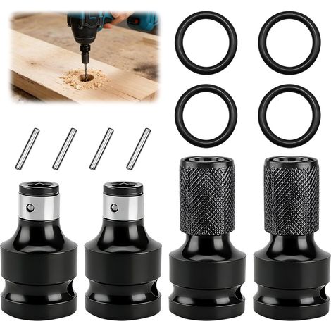 4-teiliges Set Schlagschrauber-bitadapter, 1/4" Und 1/2", 1/4"-auf-1/2"-adapter Für Schlagschrauber-nüsse Und Schraubendreherbits, 1/2"-schraubendreherbithalter Für Montagearbeiten